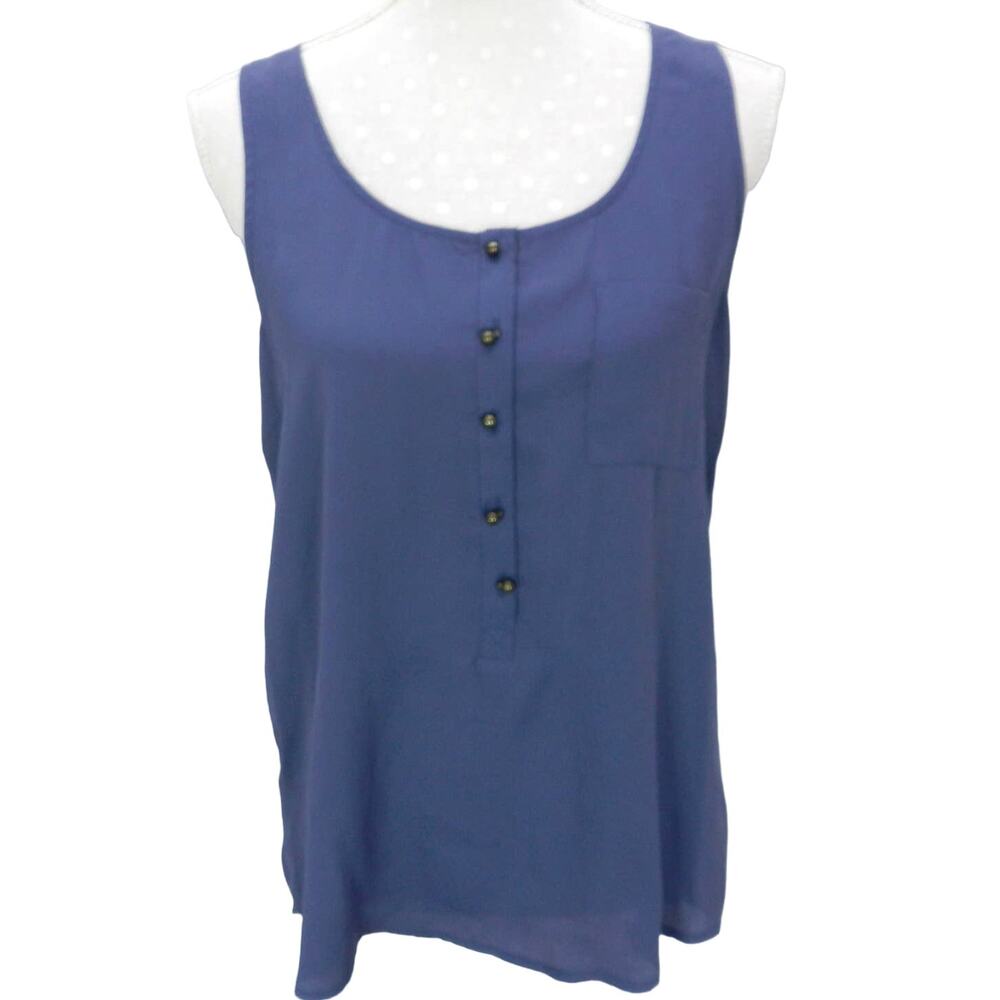 Aqua Sz M Blue Racerback Sleeveless Blouse Womens Casual Tank Top Scoop‎ Neck